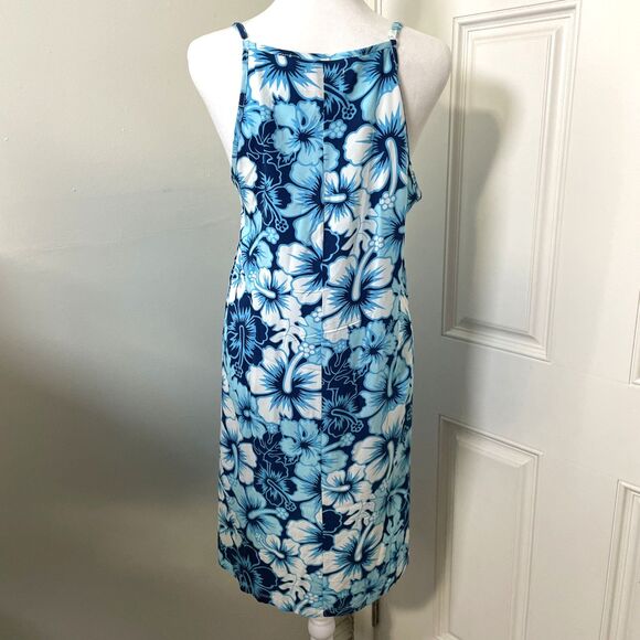 28 Palms Women's Tropical Print Spaghetti Strap Shift Dress Blue & White Size M - Picture 2 of 6